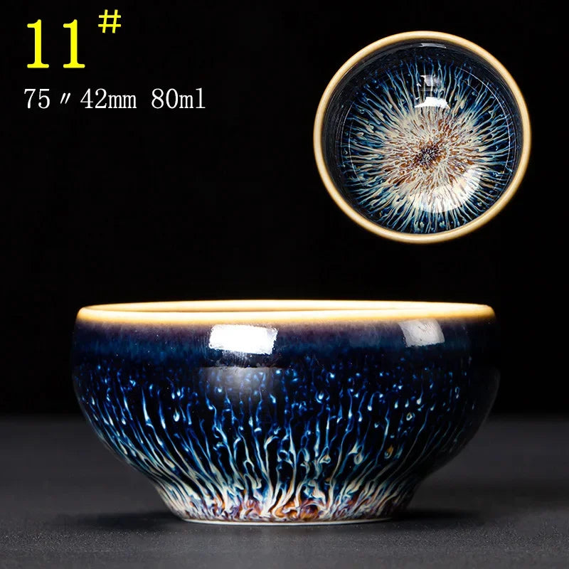 Junyao Tianmu Tea Cup Jingdezhen Kiln Glazed Tea Cup Kung Fu Tea Set glass Master's Cup 2pcs/lot cups