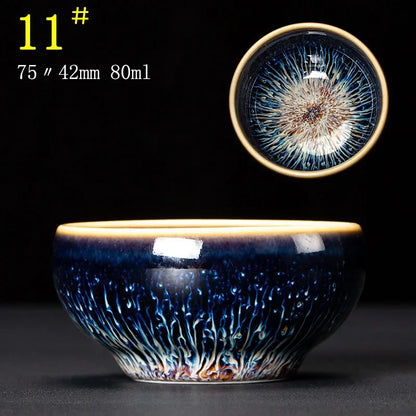 Junyao Tianmu Tea Cup Jingdezhen Kiln Glazed Tea Cup Kung Fu Tea Set glass Master's Cup 2pcs/lot cups