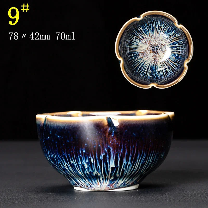 Junyao Tianmu Tea Cup Jingdezhen Kiln Glazed Tea Cup Kung Fu Tea Set glass Master's Cup 2pcs/lot cups