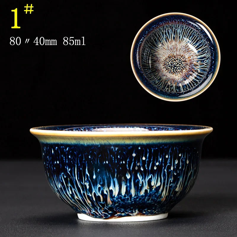 Junyao Tianmu Tea Cup Jingdezhen Kiln Glazed Tea Cup Kung Fu Tea Set glass Master's Cup 2pcs/lot cups