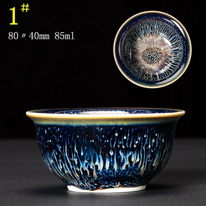 Junyao Tianmu Tea Cup Jingdezhen Kiln Glazed Tea Cup Kung Fu Tea Set glass Master's Cup 2pcs/lot cups