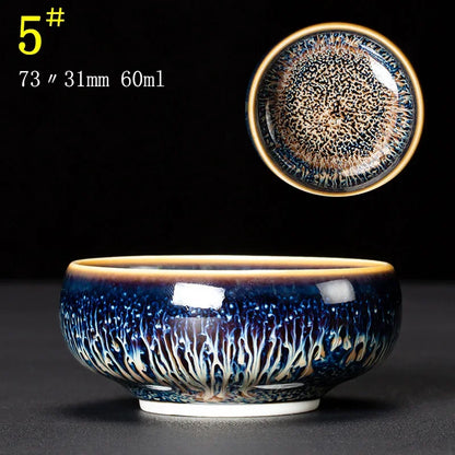 Junyao Tianmu Tea Cup Jingdezhen Kiln Glazed Tea Cup Kung Fu Tea Set glass Master's Cup 2pcs/lot cups