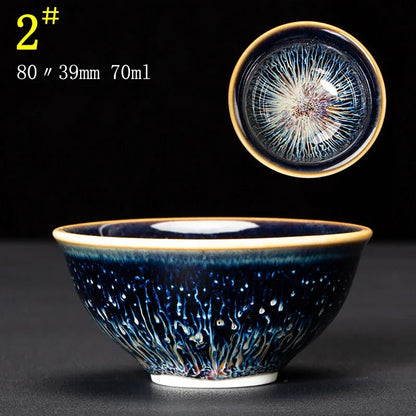 Junyao Tianmu Tea Cup Jingdezhen Kiln Glazed Tea Cup Kung Fu Tea Set glass Master's Cup 2pcs/lot cups