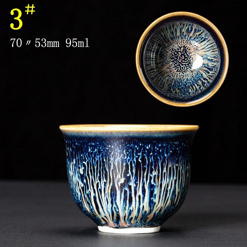 Junyao Tianmu Tea Cup Jingdezhen Kiln Glazed Tea Cup Kung Fu Tea Set glass Master's Cup 2pcs/lot cups