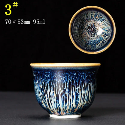 Junyao Tianmu Tea Cup Jingdezhen Kiln Glazed Tea Cup Kung Fu Tea Set glass Master's Cup 2pcs/lot cups