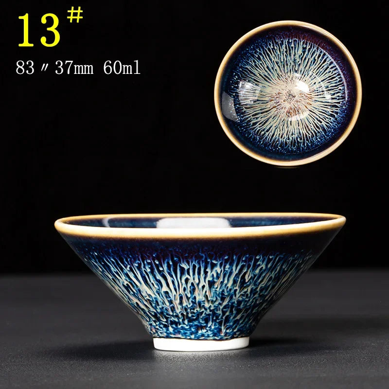 Junyao Tianmu Tea Cup Jingdezhen Kiln Glazed Tea Cup Kung Fu Tea Set glass Master's Cup 2pcs/lot cups