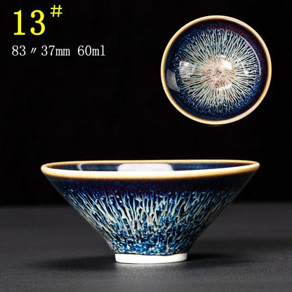 Junyao Tianmu Tea Cup Jingdezhen Kiln Glazed Tea Cup Kung Fu Tea Set glass Master's Cup 2pcs/lot cups