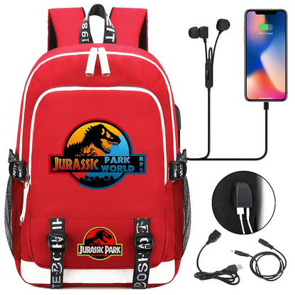 Jurassic Park World Dinosaur Teenager USB Charging Laptop Backpack Women Men Girls Boys Kids School Book Bag Travel Bagpack