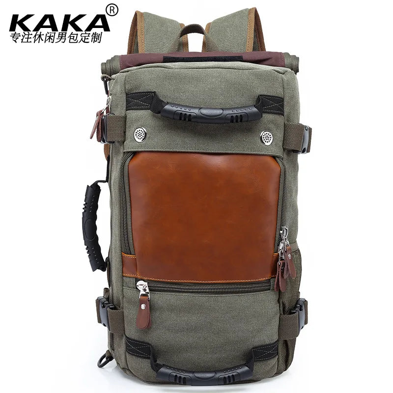 KAKA Vintage Canvas Travel Backpack Men Women Large Capacity Luggage Shoulder Bags Backpacks Male Waterproof Backpack bag pack