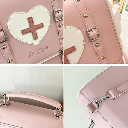 KAWAI Japan Style Lolita Backpack Girl Students Artificial Leather Briefcase Angel Wings Bookbag HandBags