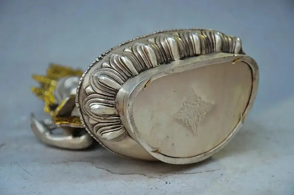 Karya Tangan Emas Perak Tibet Tiongkok Indah Ukiran Patung Buddha Tibet RT