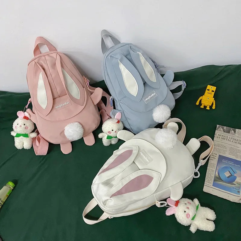 Kawai Girl Lolita Backpack Rabbit Ears Pink Bags Lolvely mochilas escolares anime bolsos japoneses