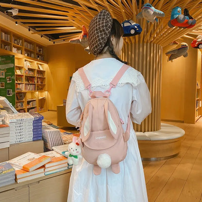 Kawai Girl Lolita Backpack Rabbit Ears Pink Bags Lolvely mochilas escolares anime bolsos japoneses