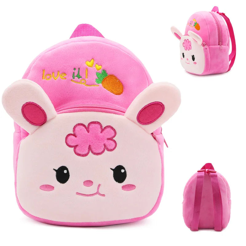 Kawaii 3D Cartoon Animals Kids School Bag for Girls Safety Soft Plush Kindergarten Children Backpacks Child Outdoors Snack Bags