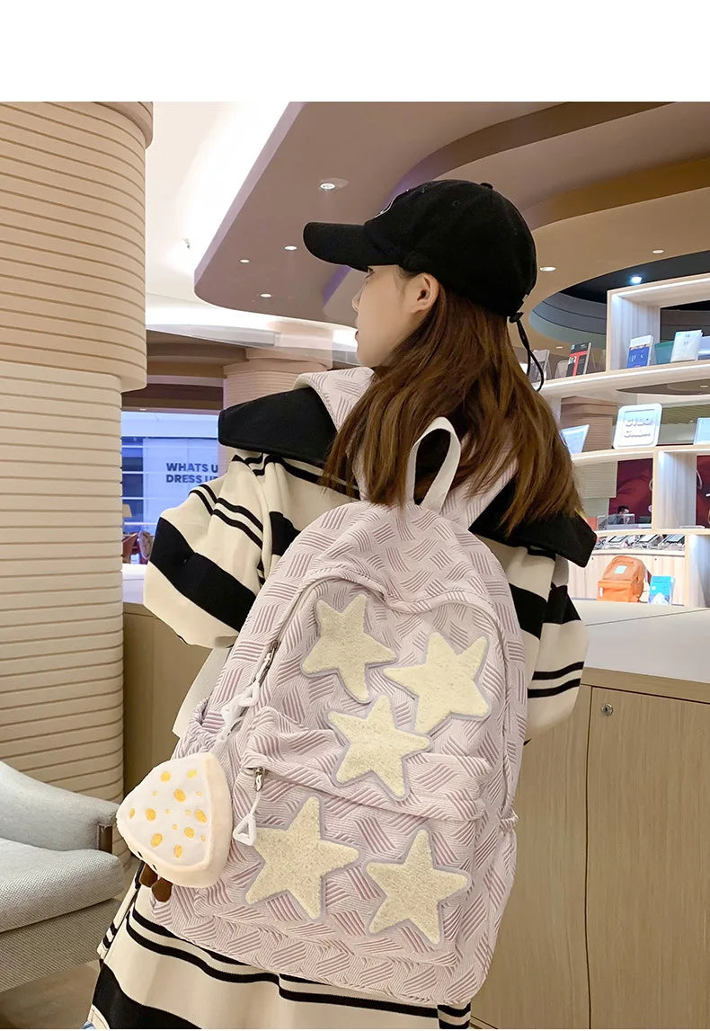Kawaii Backpack with Cute Accessories Pendant cute girl five pointed star School Backpack