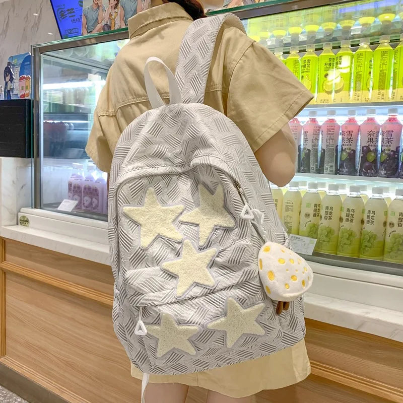 Kawaii Backpack with Cute Accessories Pendant cute girl five pointed star School Backpack