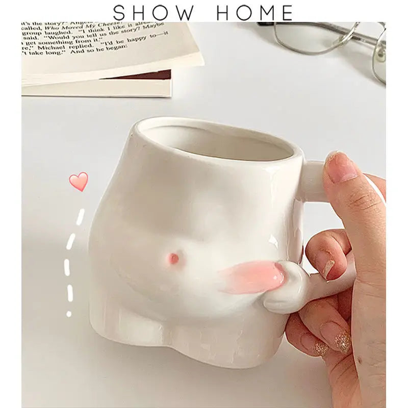 Kawaii Ceramic Mug Cute Coffee Cup Milk Tea Water Cups Creative Pinch Belly Cup Mug Gift Porcelain Drinking Coffee Mugs
