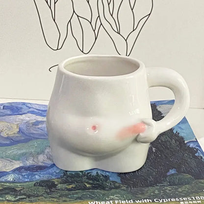 Kawaii Ceramic Mug Cute Coffee Cup Milk Tea Water Cups Creative Pinch Belly Cup Mug Gift Porcelain Drinking Coffee Mugs