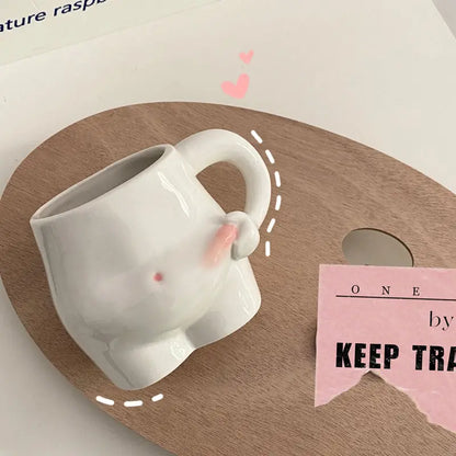 Kawaii Ceramic Mug Cute Coffee Cup Milk Tea Water Cups Creative Pinch Belly Cup Mug Gift Porcelain Drinking Coffee Mugs