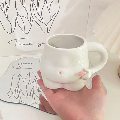 Kawaii Ceramic Mug Cute Coffee Cup Milk Tea Water Cups Creative Pinch Belly Cup Mug Gift Porcelain Drinking Coffee Mugs