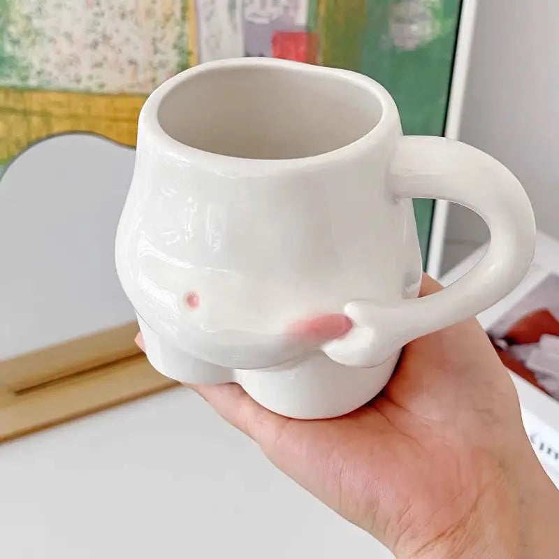 Kawaii Ceramic Mugs Coffee Cups Personality Coffee Cup Milk Tea Water Cups Creative Pinch Belly Cup Mug Drinking Coffee Mugs