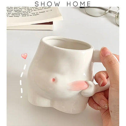 Kawaii Ceramic Mugs Coffee Cups Personality Coffee Cup Milk Tea Water Cups Creative Pinch Belly Cup Mug Drinking Coffee Mugs