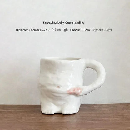 Kawaii Ceramic Mugs Coffee Cups Personality Coffee Cup Milk Tea Water Cups Creative Pinch Belly Cup Mug Drinking Coffee Mugs