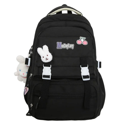 Kawaii Fashion Badge Girl Travel Teenage College Backpack Female Nylon Leisure Backpack Ladies Cute Book Women Laptop School Bag