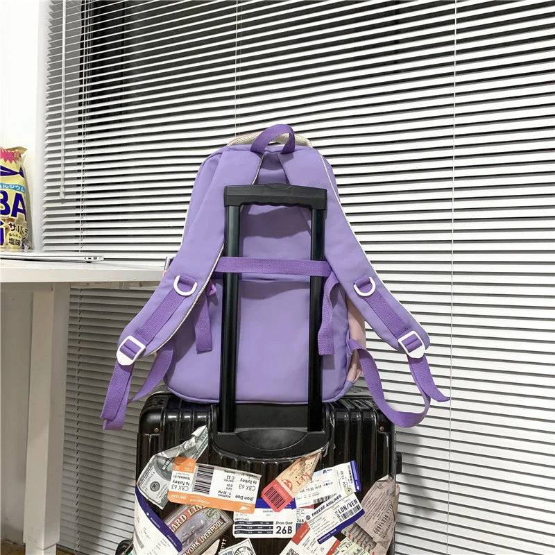 Kawaii Fashion Badge Girl Travel Teenage College Backpack Female Nylon Leisure Backpack Ladies Cute Book Women Laptop School Bag