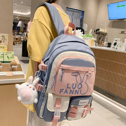 Kawaii Girl Waterproof Travel Embroidery Book Backpack Female Laptop Student Lady College Backpack Fashion Women Cute School Bag