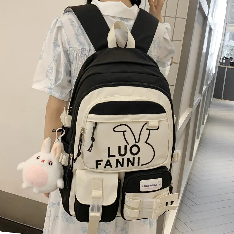 Kawaii Girl Waterproof Travel Embroidery Book Backpack Female Laptop Student Lady College Backpack Fashion Women Cute School Bag