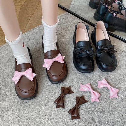 Kawaii Japan Style Bear ears Shoes Girl Student JK Shoes Low heels Female Round Toe Butterfly knot Loafers Casual Shoes