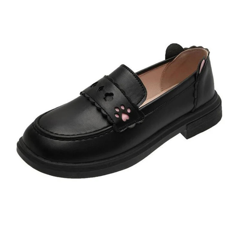 Kawaii Japan Style Bear ears Shoes Girl Student JK Shoes Low heels Female Round Toe Butterfly knot Loafers Casual Shoes