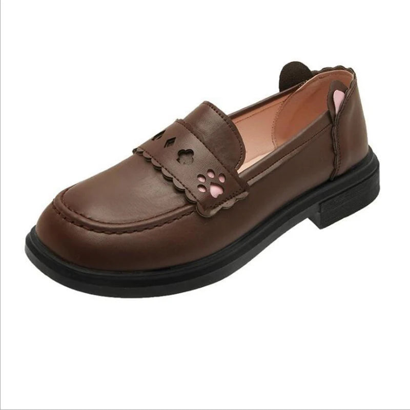 Kawaii Japan Style Bear ears Shoes Girl Student JK Shoes Low heels Female Round Toe Butterfly knot Loafers Casual Shoes