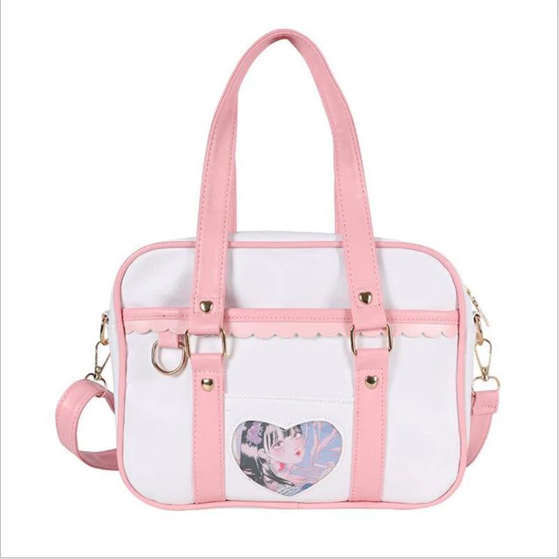Kawaii Japan Style  JK Lolita Bags Students  Bag PU Leather Girl Briefcase Bookbag Travel Messenger Bags Shoulder Bags