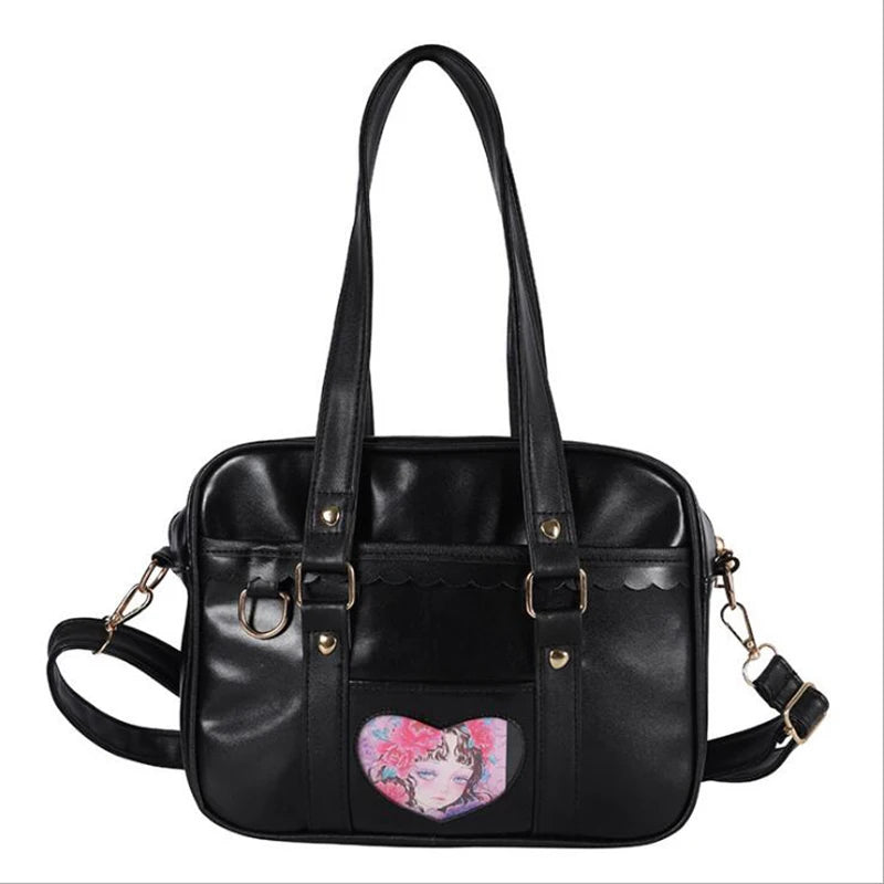 Kawaii Japan Style  JK Lolita Bags Students  Bag PU Leather Girl Briefcase Bookbag Travel Messenger Bags Shoulder Bags