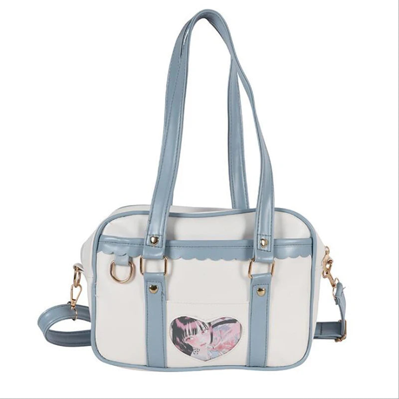Kawaii Japan Style  JK Lolita Bags Students  Bag PU Leather Girl Briefcase Bookbag Travel Messenger Bags Shoulder Bags