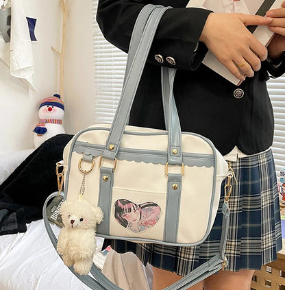 Kawaii Japan Style  JK Lolita Bags Students  Bag PU Leather Girl Briefcase Bookbag Travel Messenger Bags Shoulder Bags