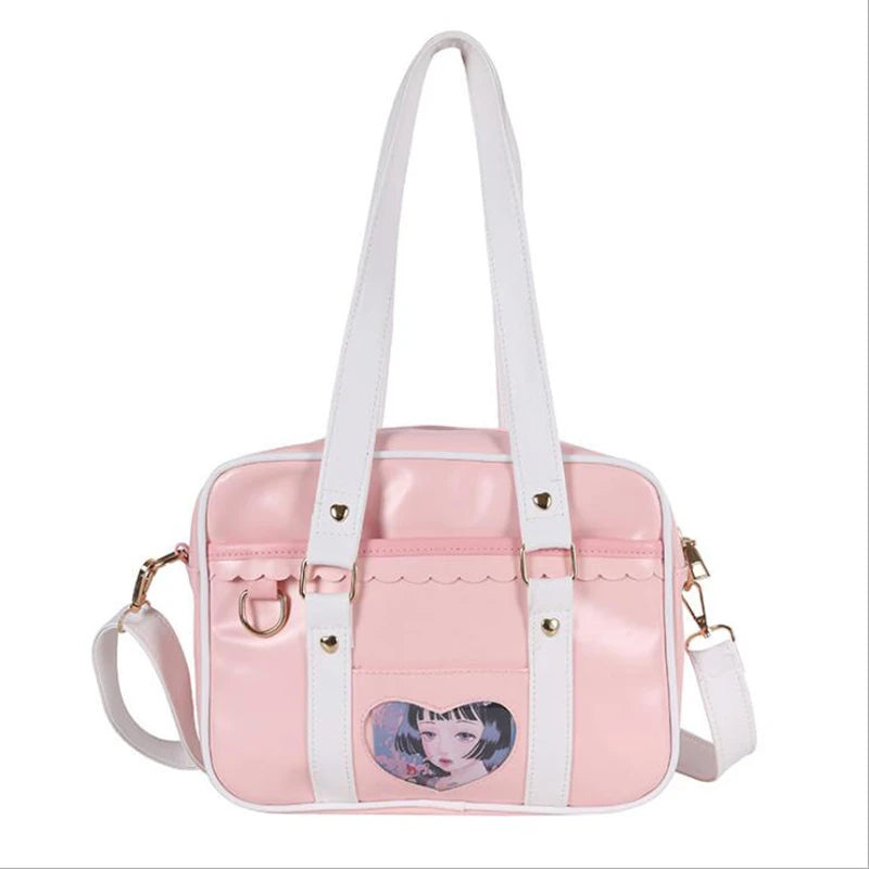 Kawaii Japan Style  JK Lolita Bags Students  Bag PU Leather Girl Briefcase Bookbag Travel Messenger Bags Shoulder Bags