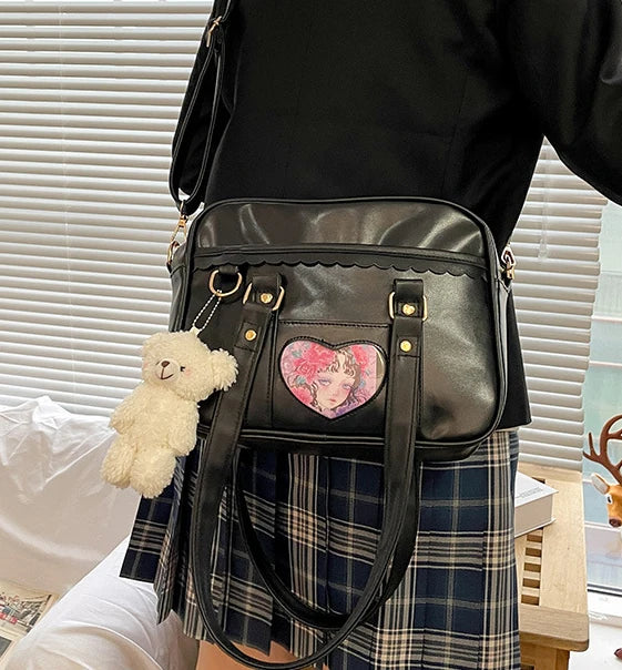 Kawaii Japan Style  JK Lolita Bags Students  Bag PU Leather Girl Briefcase Bookbag Travel Messenger Bags Shoulder Bags