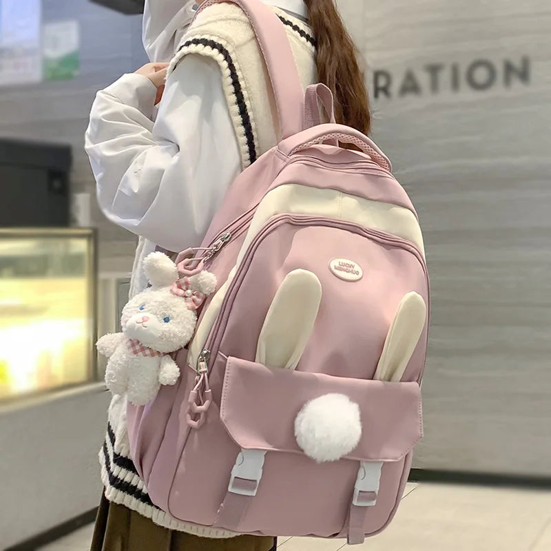 Kawaii Travel Pink Girl School Bag Female Cartoon Laptop College Backpack Cute Ladies Book Bag Fashion Women New Backpack Trendy