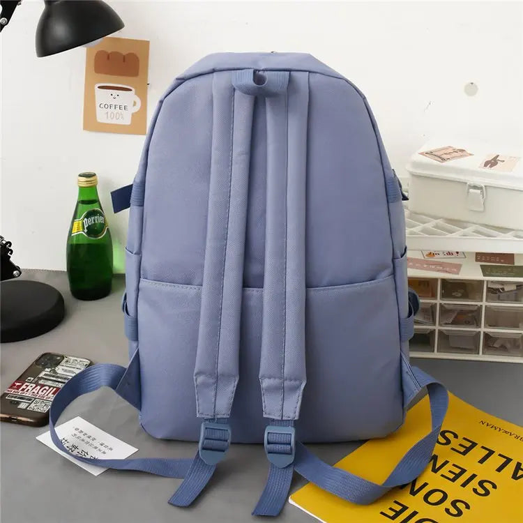 Kawaii Women Backpack 5 Piece Set Student Canvas School Bag Korean Harajuku Large-Capacity Female Schoolbag Shoulder Handbag