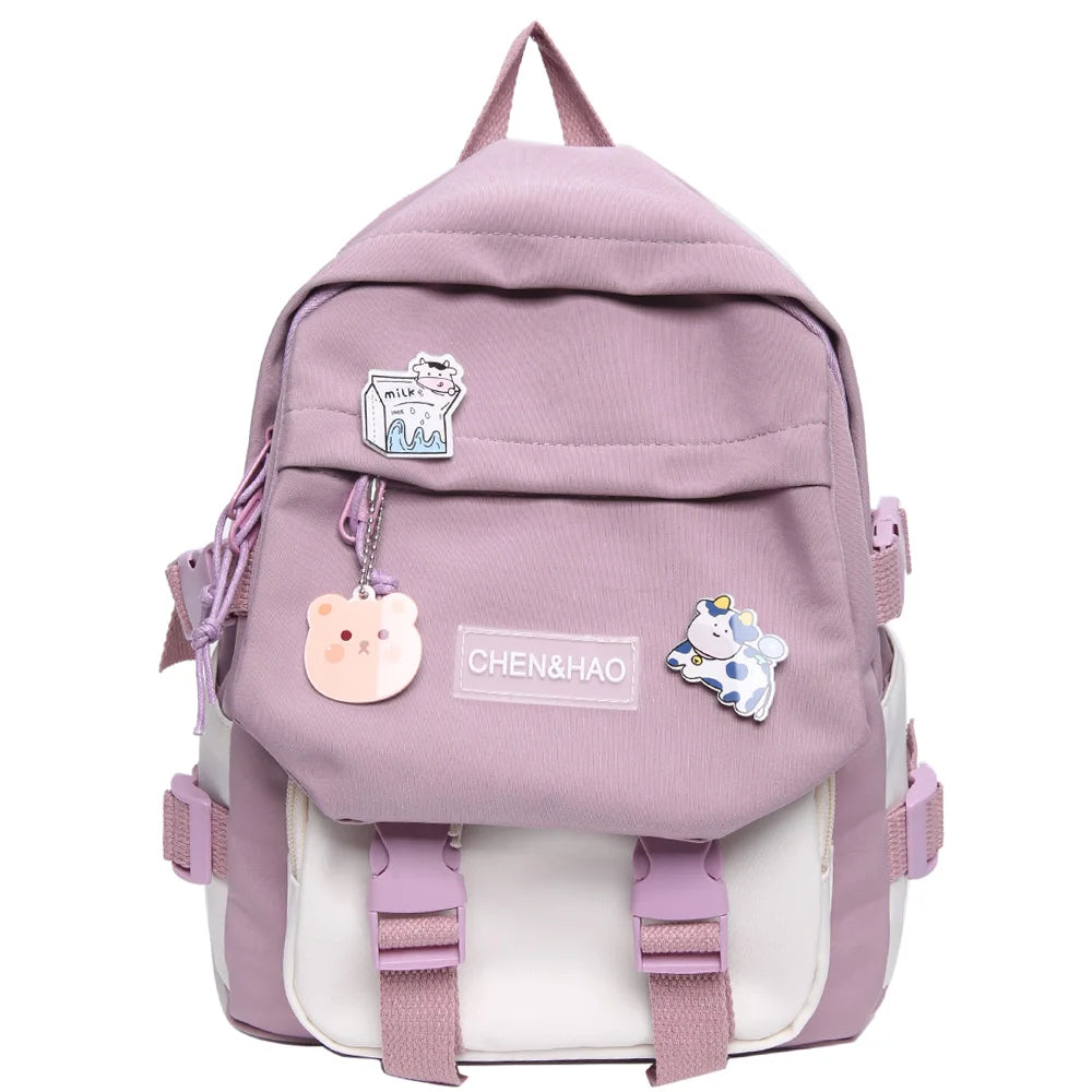 Kawaii Women Student Bag New Badge Fashion Ladies Harajuku Backpack Trendy Female Cute School Bag Teenage Girl College Backpacks