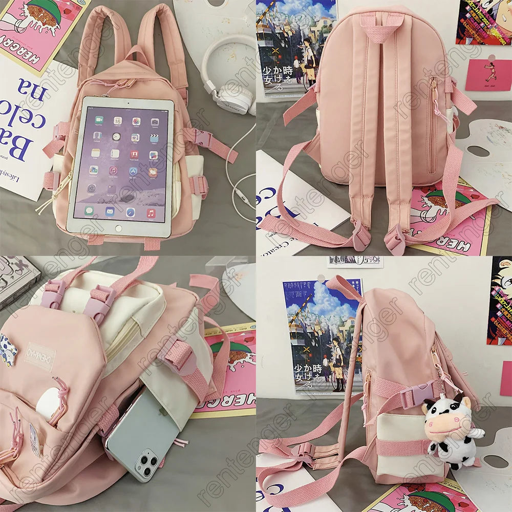 Kawaii Women Student Bag New Badge Fashion Ladies Harajuku Backpack Trendy Female Cute School Bag Teenage Girl College Backpacks