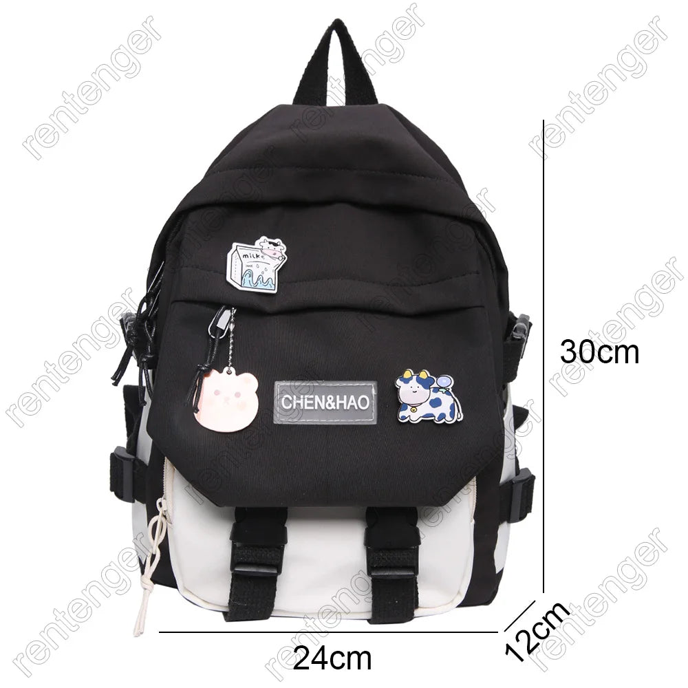 Kawaii Women Student Bag New Badge Fashion Ladies Harajuku Backpack Trendy Female Cute School Bag Teenage Girl College Backpacks