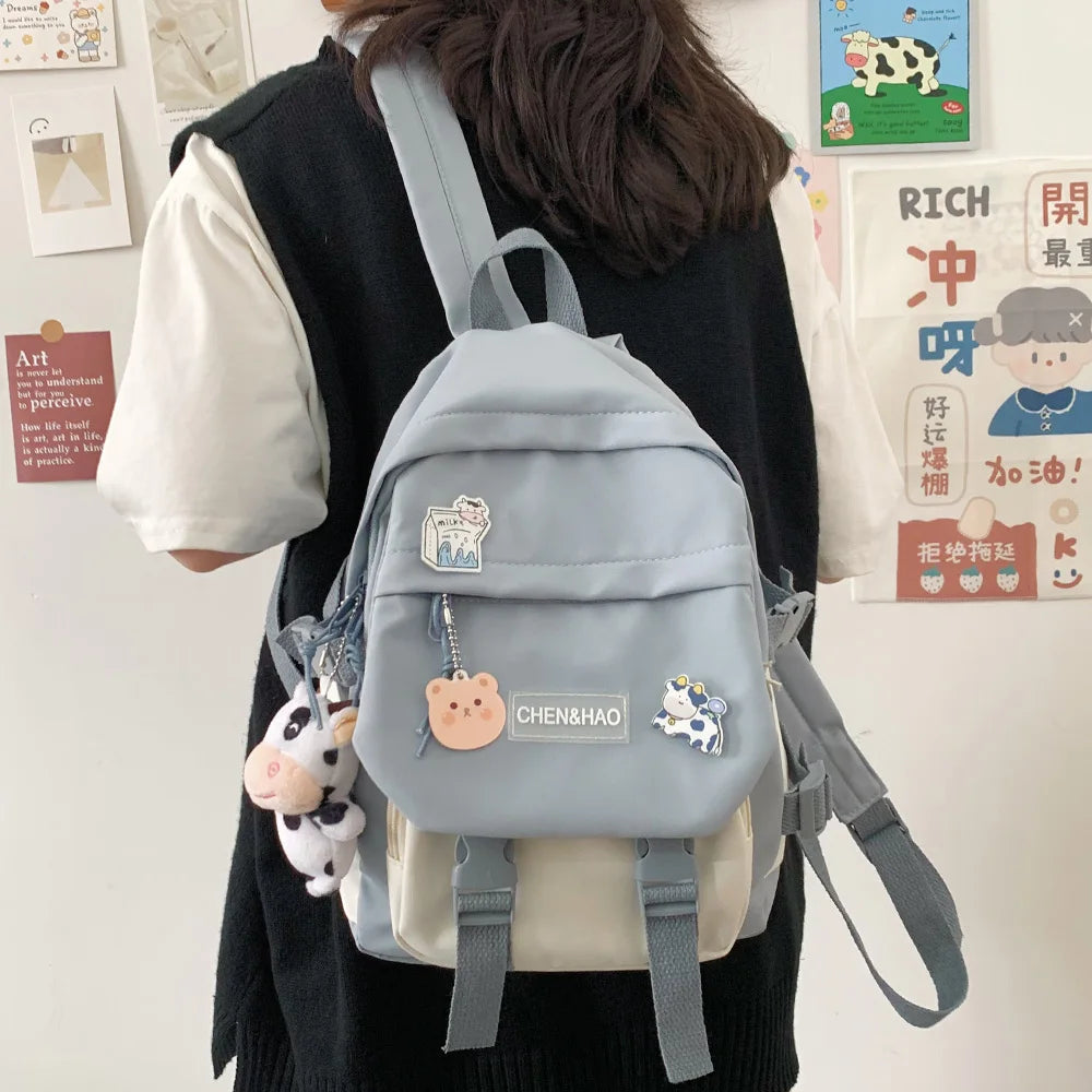Kawaii Women Student Bag New Badge Fashion Ladies Harajuku Backpack Trendy Female Cute School Bag Teenage Girl College Backpacks