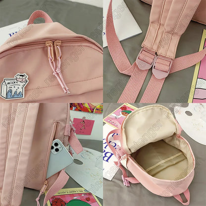 Kawaii Women Student Bag New Badge Fashion Ladies Harajuku Backpack Trendy Female Cute School Bag Teenage Girl College Backpacks