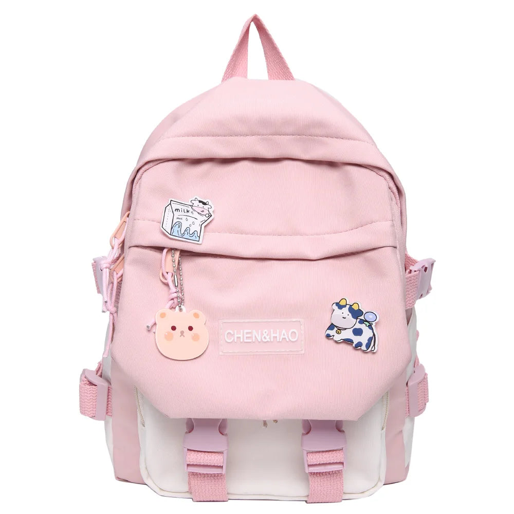 Kawaii Women Student Bag New Badge Fashion Ladies Harajuku Backpack Trendy Female Cute School Bag Teenage Girl College Backpacks