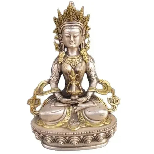 Kerajinan Logam Buddha Amitasus Buddha Patung Buddha Tibet Emas Tembaga Perak Tibet Antik