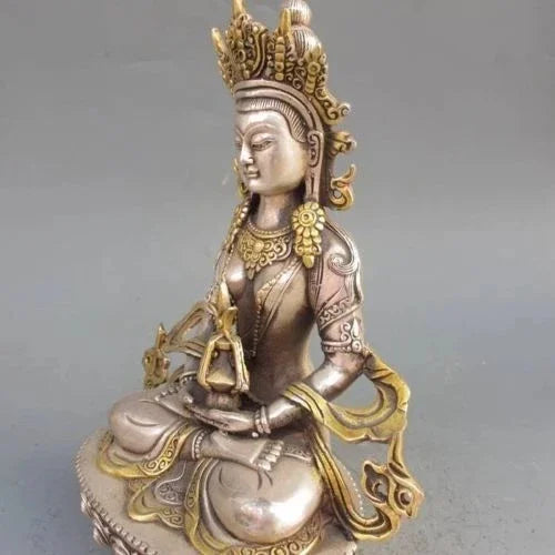 Kerajinan Logam Buddha Amitasus Buddha Patung Buddha Tibet Emas Tembaga Perak Tibet Antik